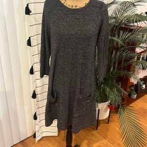 Abercrombie & Fitch charcoal, Heather, Gray, long sleeve T-shirt dress w pockets